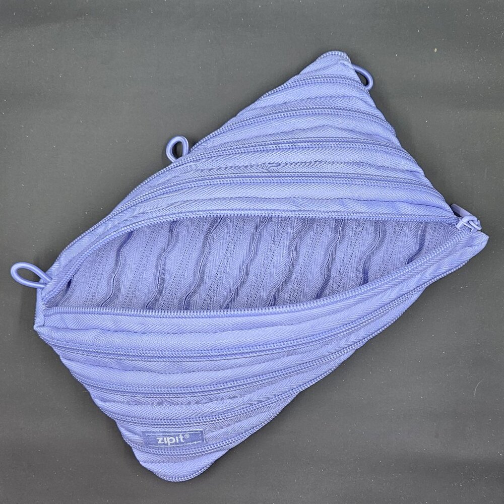 ZIPIT Lilac Twister Jumbo Zippered Binder 3-Loop Pencil Pouch EUC!